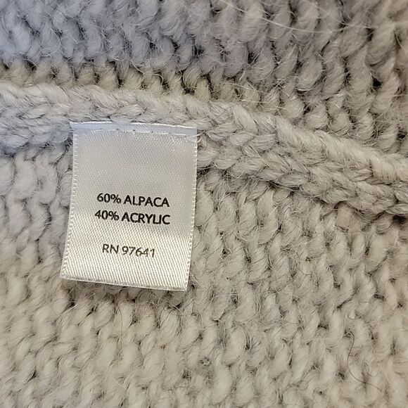 J. Jill Alpaca Blend Chunky Heavy Open Cardigan Sweater Shawl Collar Gray Sz S P - Picture 4 of 6